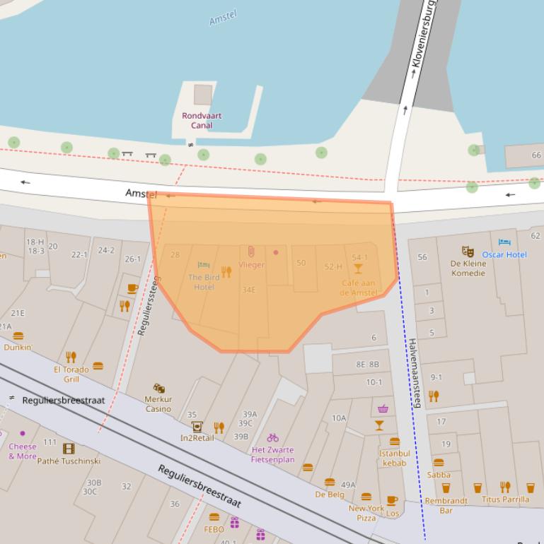 Kaart van postcodegebied 1017AB.