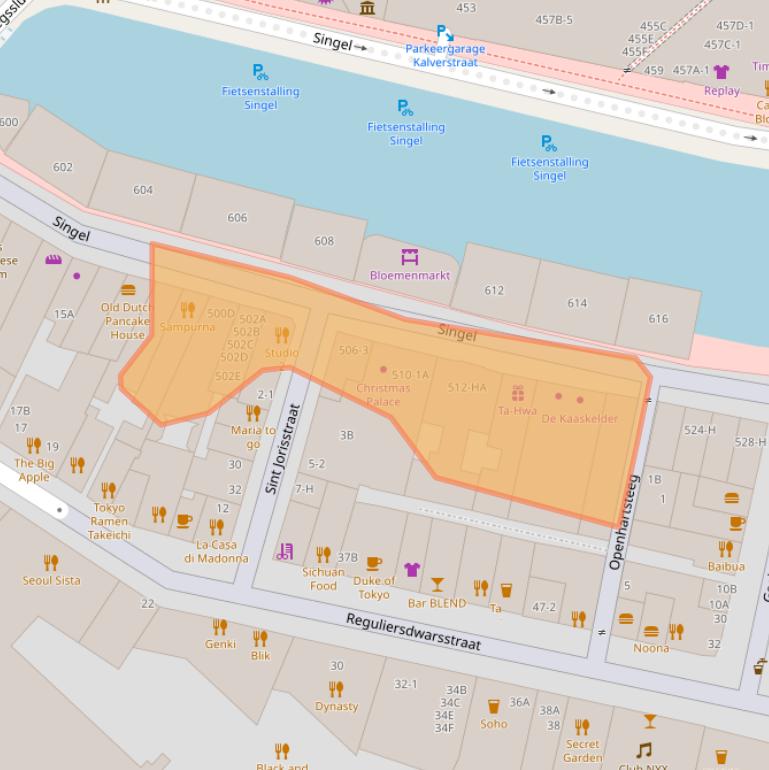 Kaart van postcodegebied 1017AX.