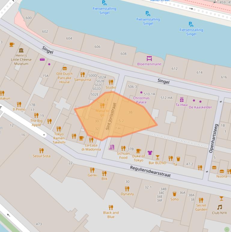 Kaart van postcodegebied 1017BC.