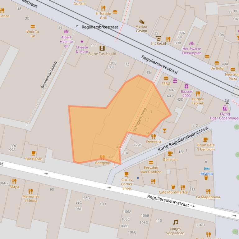 Kaart van postcodegebied 1017BG.