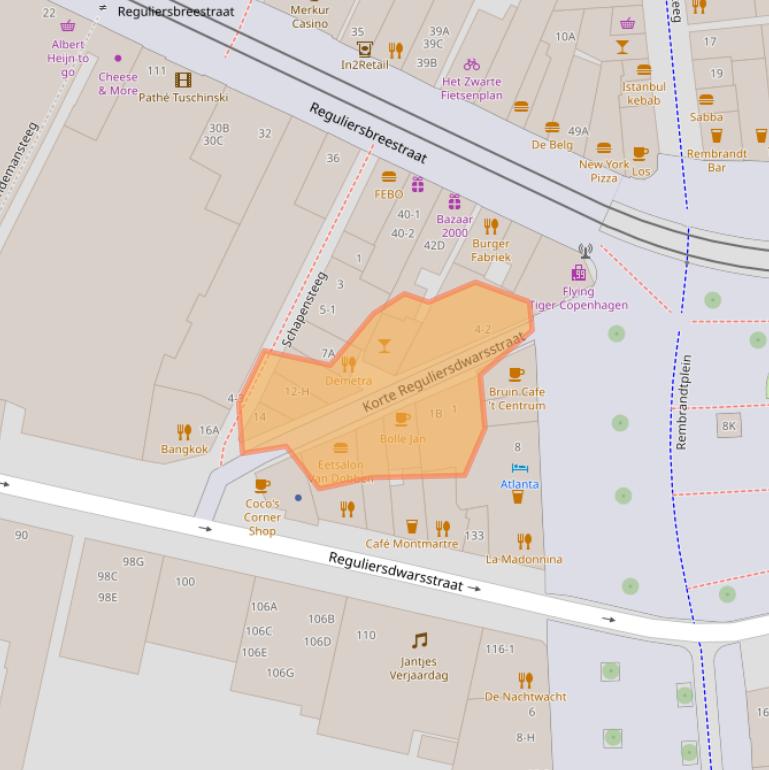 Kaart van postcodegebied 1017BH.