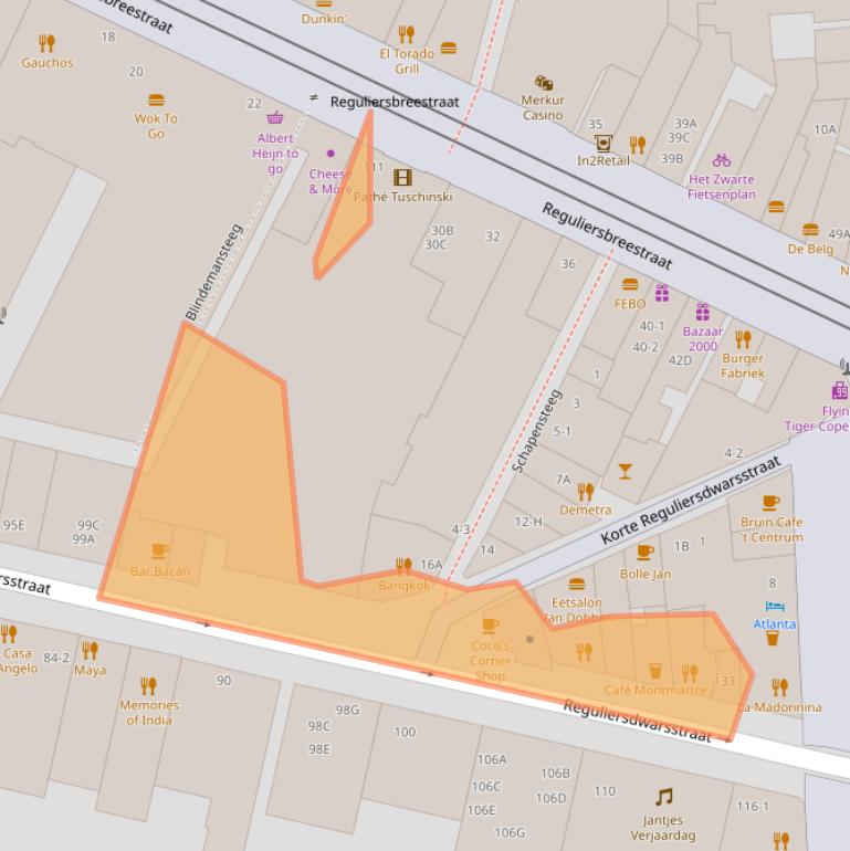 Kaart van postcodegebied 1017BL.