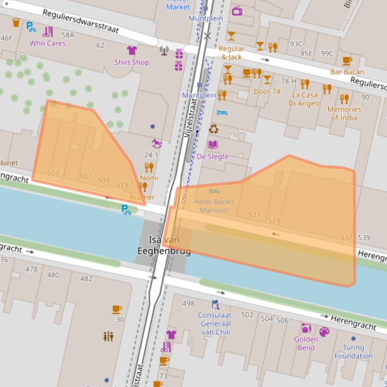 Kaart van postcodegebied 1017BV.