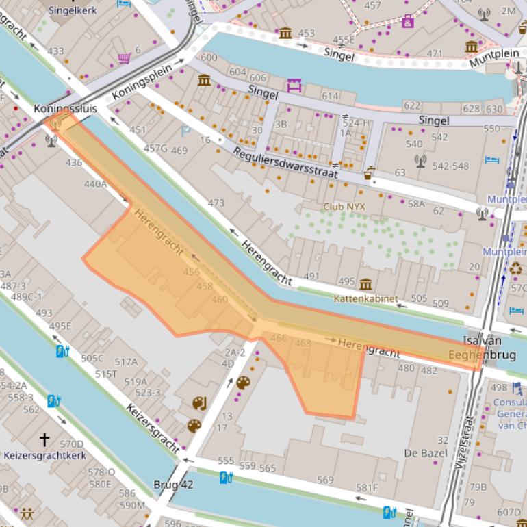 Kaart van postcodegebied 1017CA.