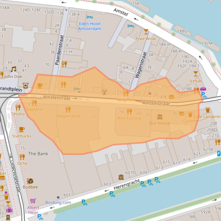 Kaart van postcodegebied 1017DA.