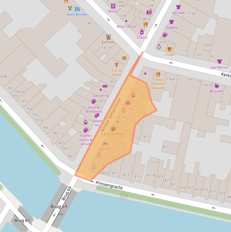 Kaart van postcodegebied 1017DD.