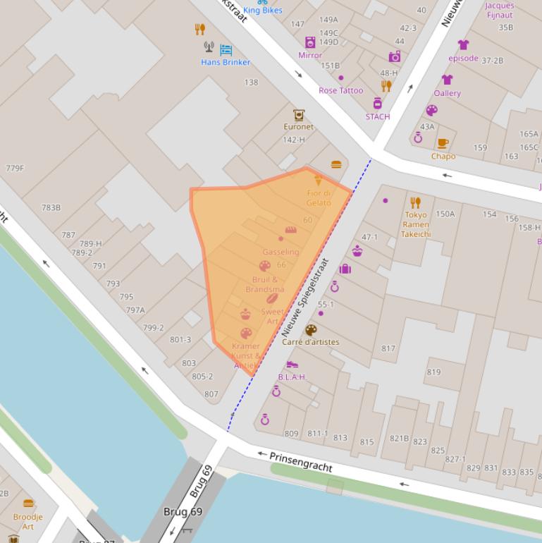 Kaart van postcodegebied 1017DH.