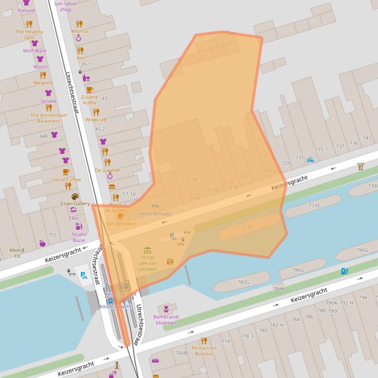 Kaart van postcodegebied 1017DX.