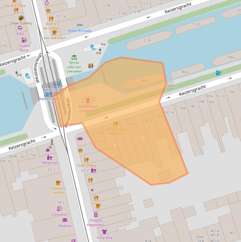 Kaart van postcodegebied 1017EB.