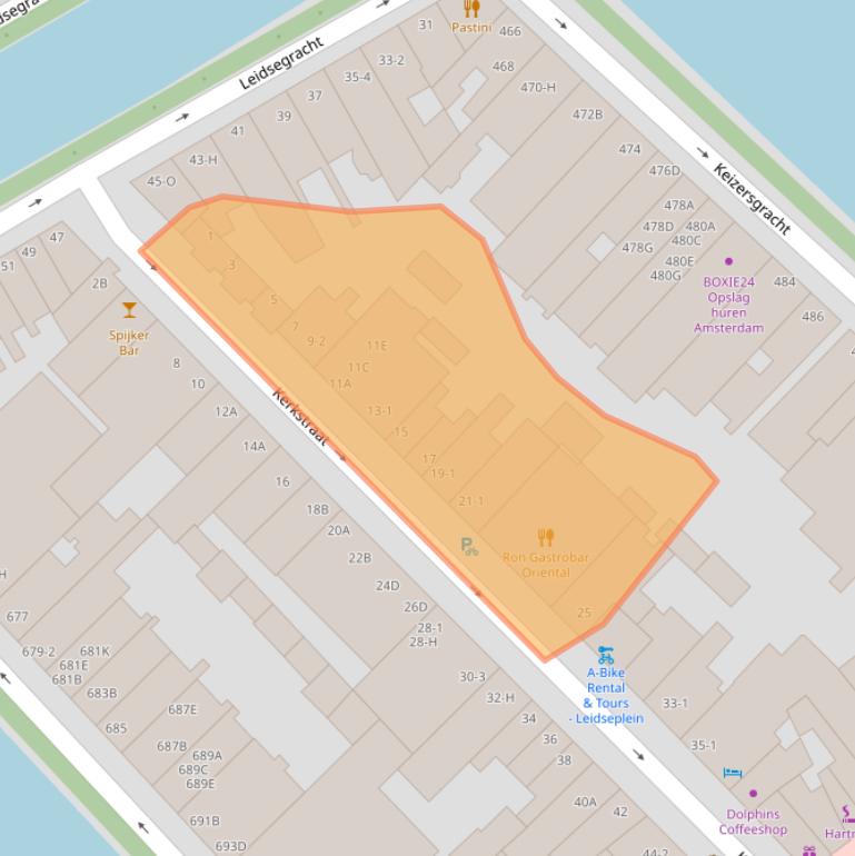 Kaart van postcodegebied 1017GA.