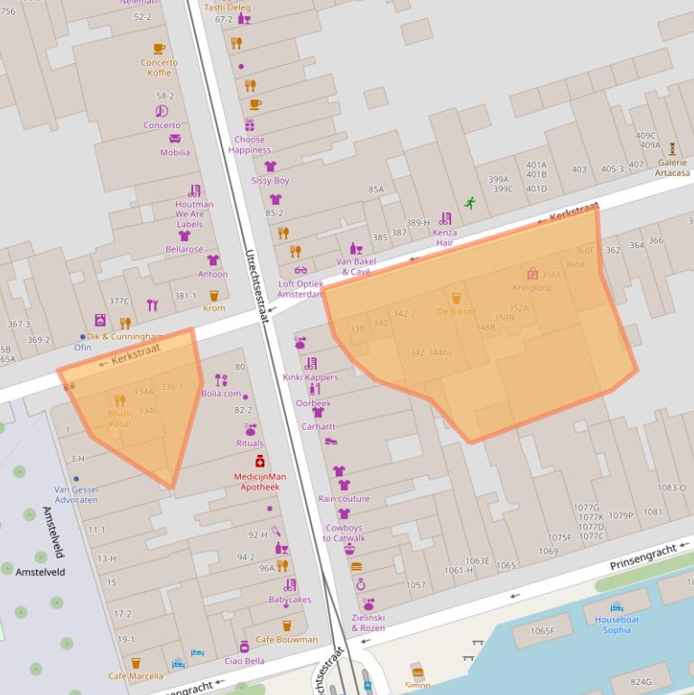 Kaart van postcodegebied 1017JA.