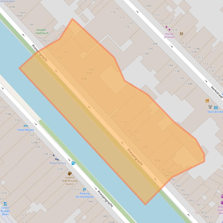 Kaart van postcodegebied 1017JZ.