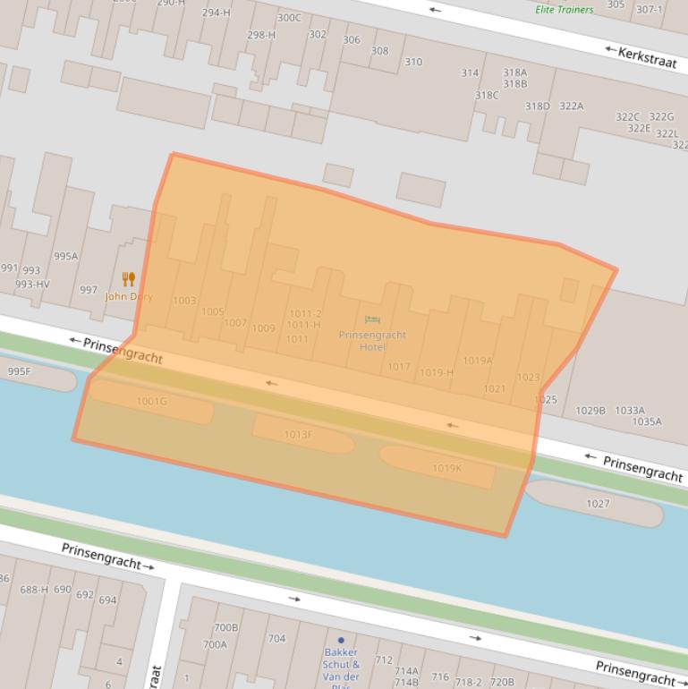 Kaart van postcodegebied 1017KN.