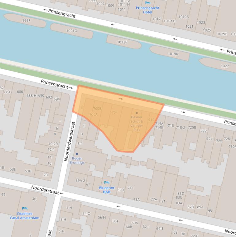 Kaart van postcodegebied 1017LA.