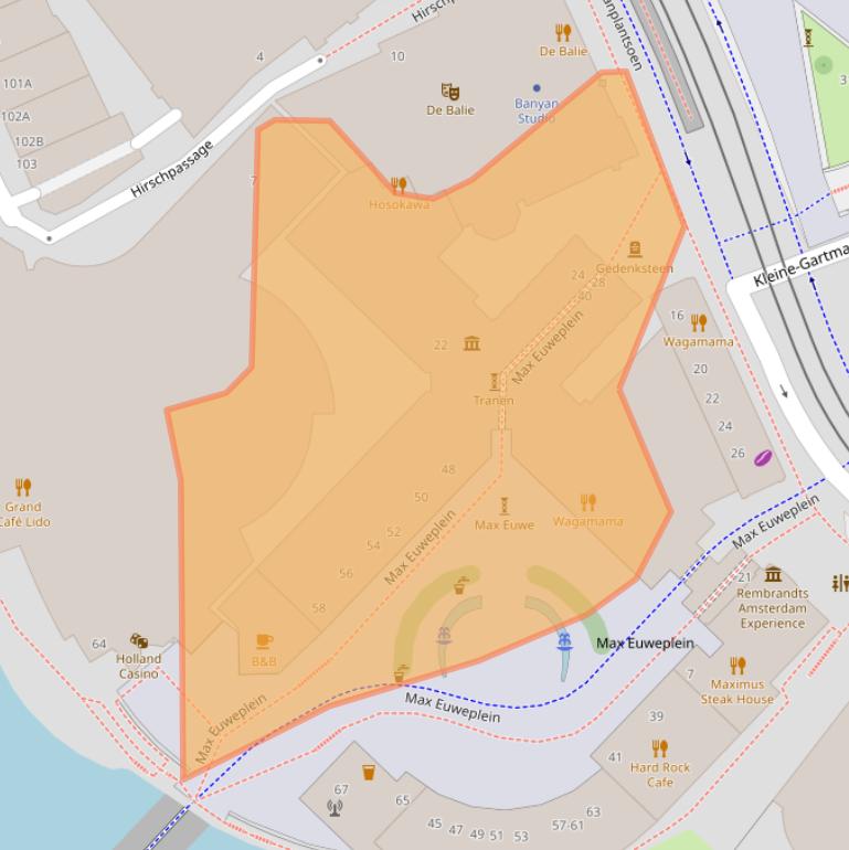 Kaart van postcodegebied 1017MB.