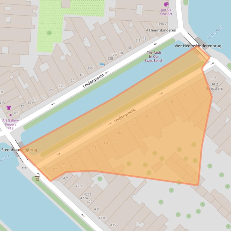 Kaart van postcodegebied 1017NA.