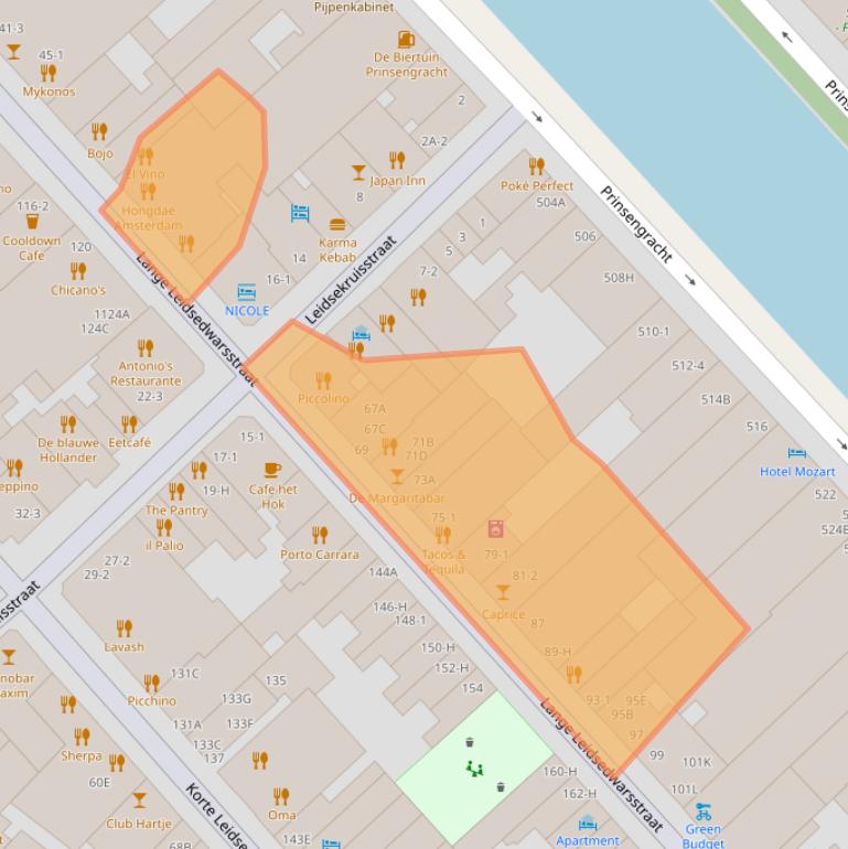 Kaart van postcodegebied 1017NH.