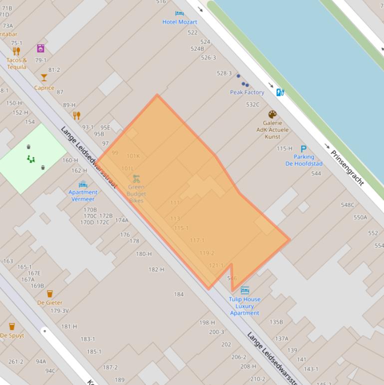 Kaart van postcodegebied 1017NJ.