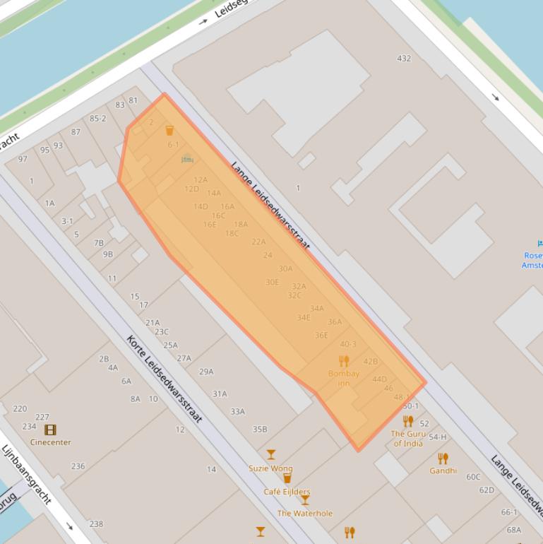 Kaart van postcodegebied 1017NL.