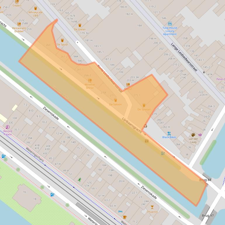 Kaart van postcodegebied 1017RL.