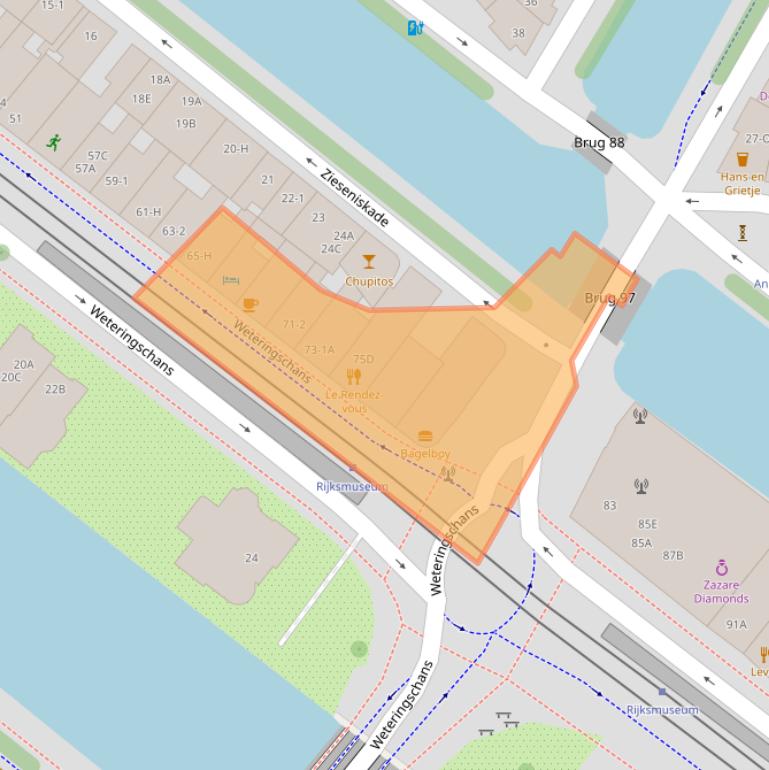 Kaart van postcodegebied 1017RX.