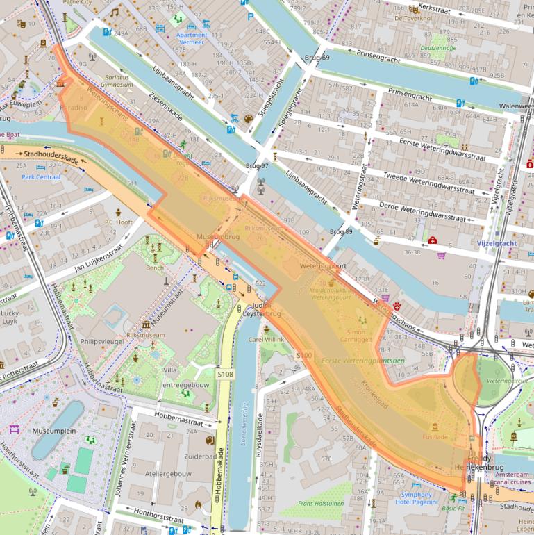 Kaart van postcodegebied 1017SG.