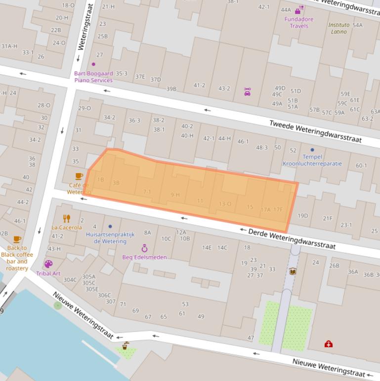 Kaart van postcodegebied 1017TA.