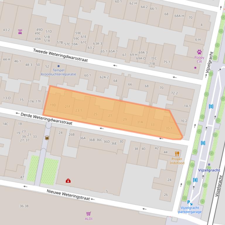 Kaart van postcodegebied 1017TB.