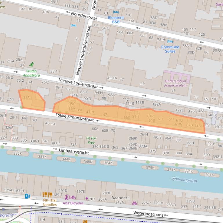 Kaart van postcodegebied 1017TE.