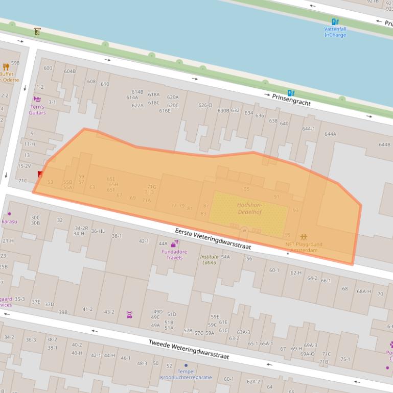 Kaart van postcodegebied 1017TM.