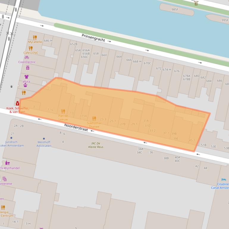 Kaart van postcodegebied 1017TR.