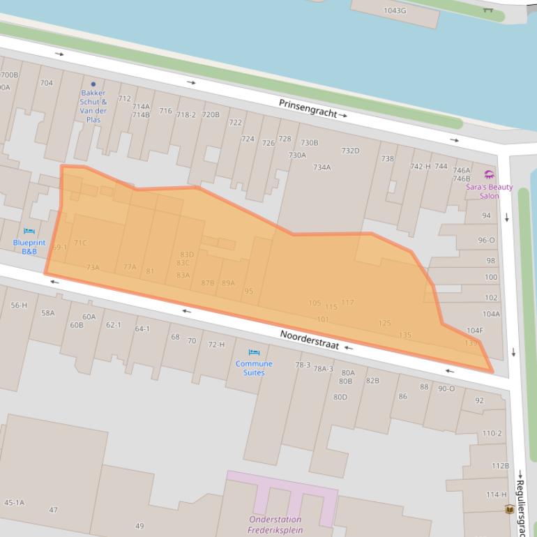 Kaart van postcodegebied 1017TT.