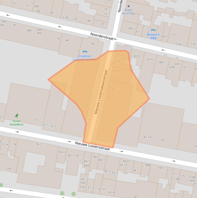 Kaart van postcodegebied 1017TZ.