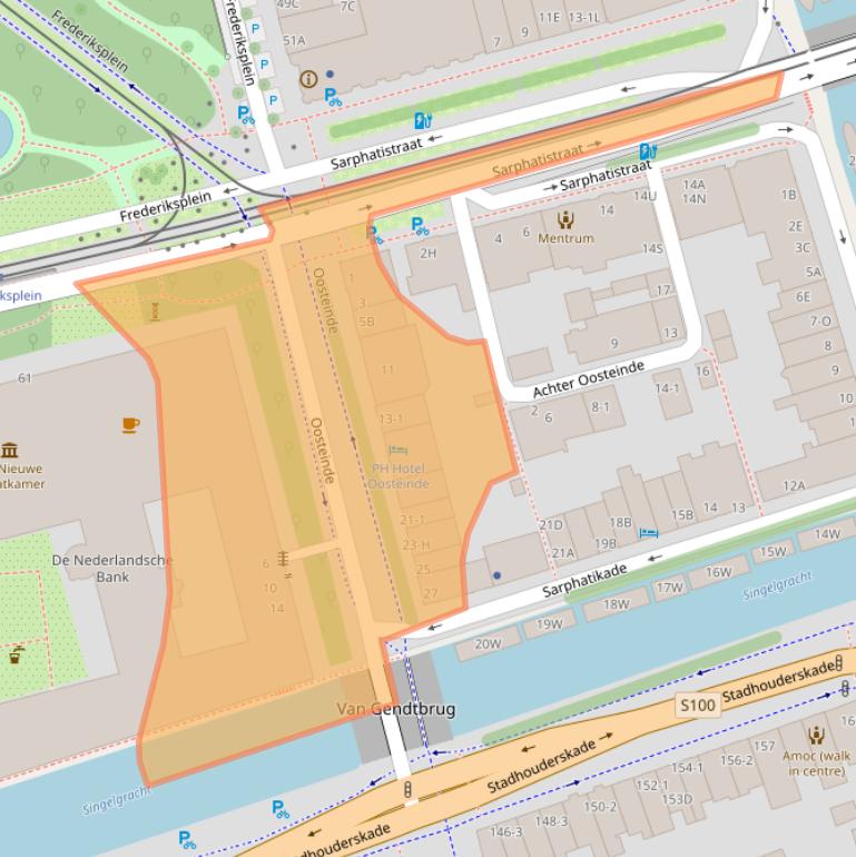 Kaart van postcodegebied 1017WT.