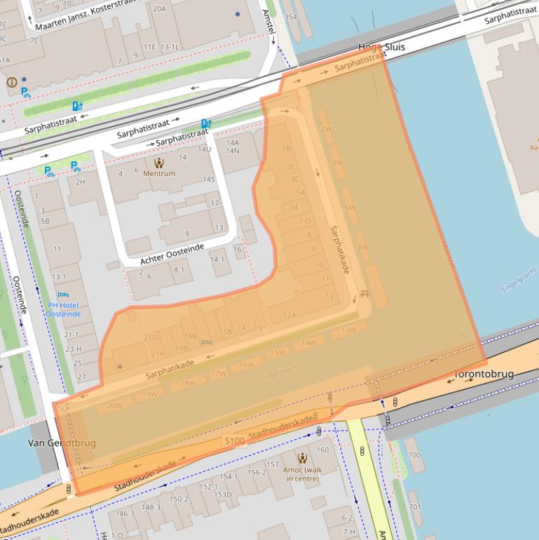 Kaart van postcodegebied 1017WV.