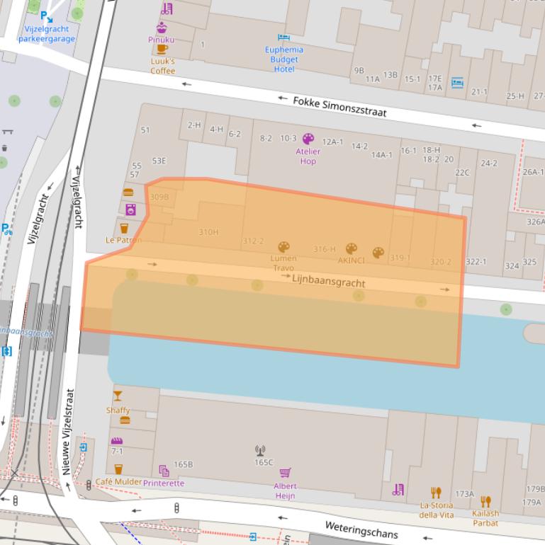 Kaart van postcodegebied 1017WZ.