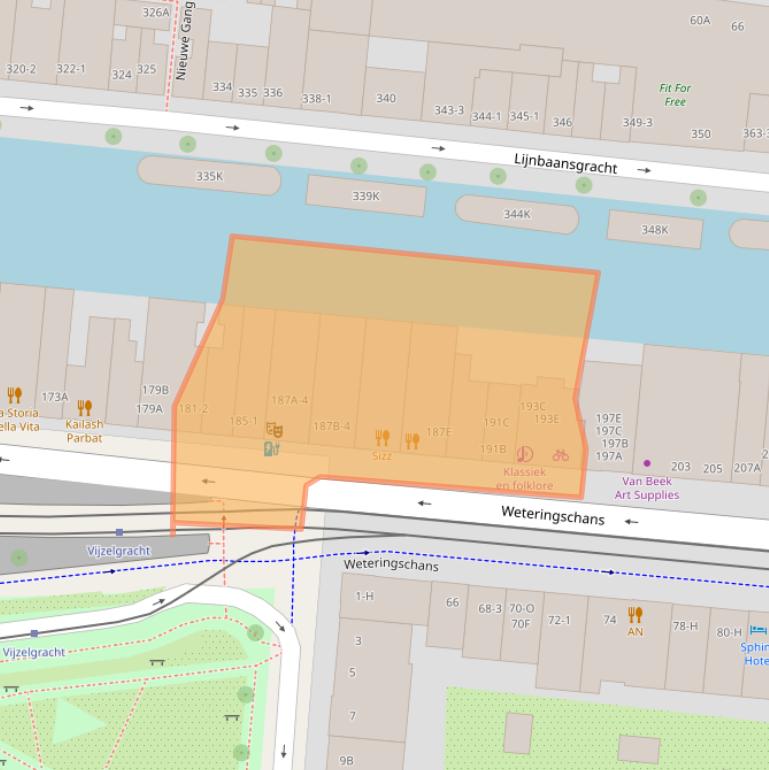 Kaart van postcodegebied 1017XE.
