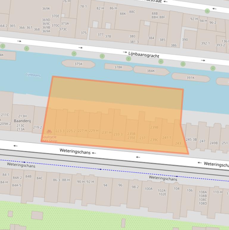 Kaart van postcodegebied 1017XH.