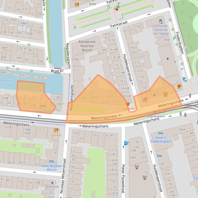 Kaart van postcodegebied 1017XJ.