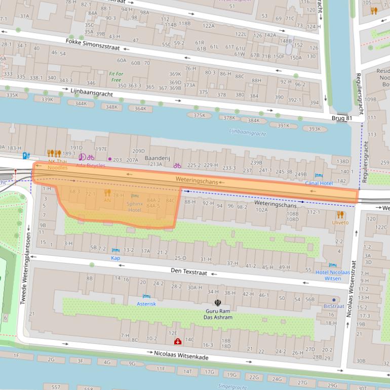 Kaart van postcodegebied 1017XR.