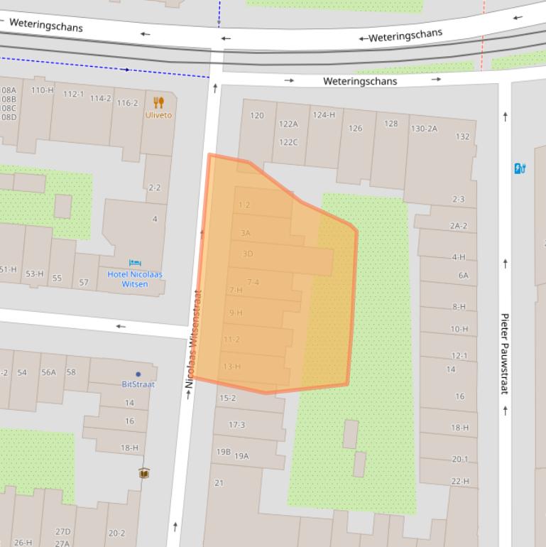 Kaart van postcodegebied 1017ZE.
