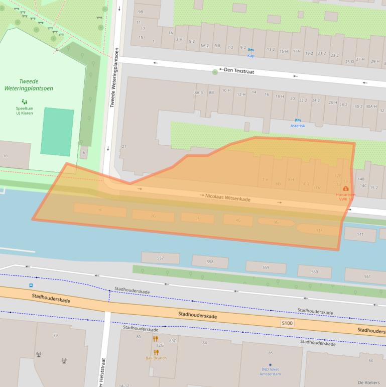 Kaart van postcodegebied 1017ZR.