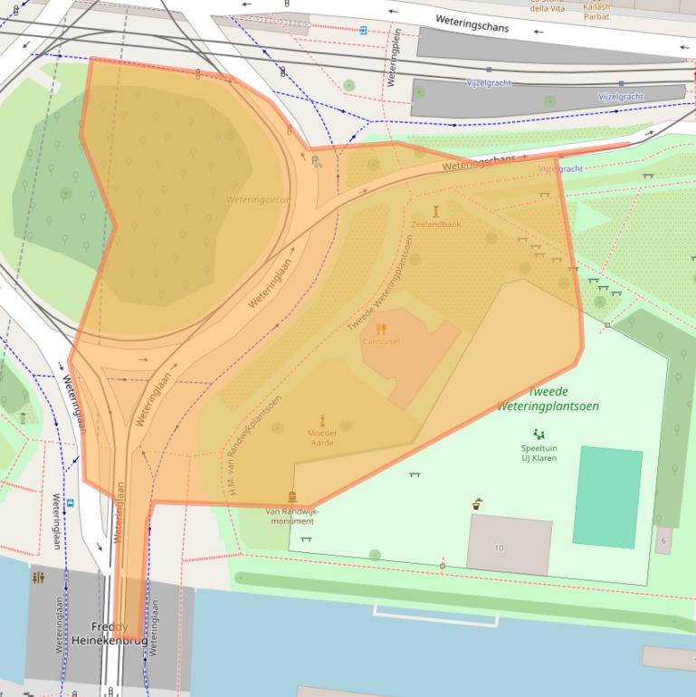 Kaart van postcodegebied 1017ZW.
