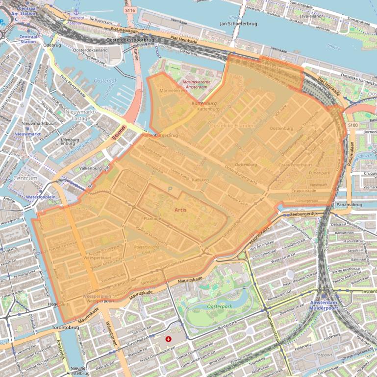 Kaart van postcodegebied 1018.