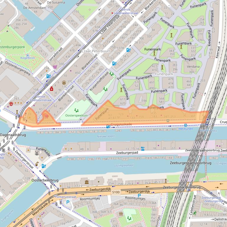 Kaart van postcodegebied 1018AM.
