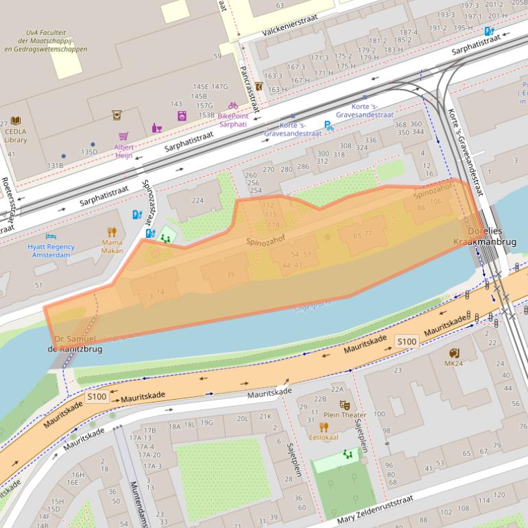 Kaart van postcodegebied 1018AN.