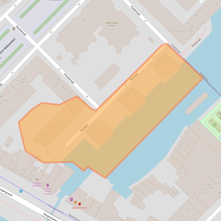 Kaart van postcodegebied 1018AR.