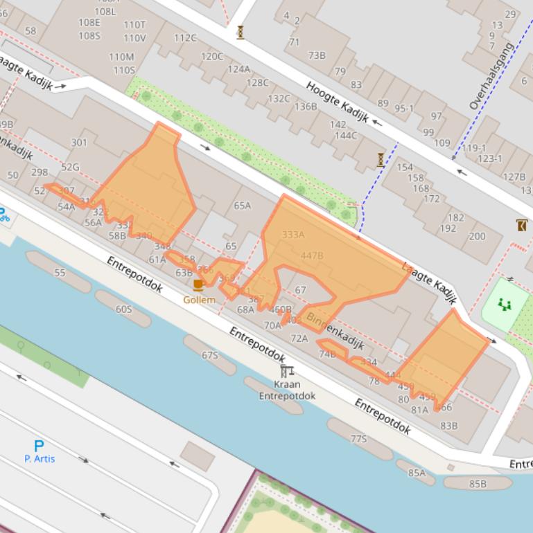 Kaart van postcodegebied 1018AX.