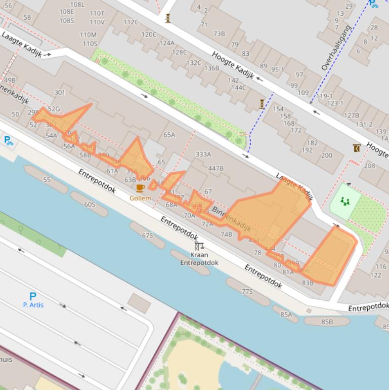 Kaart van postcodegebied 1018AZ.