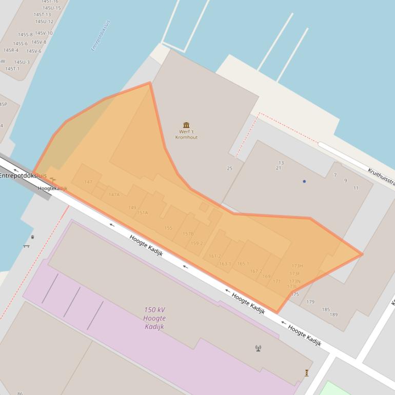 Kaart van postcodegebied 1018BJ.